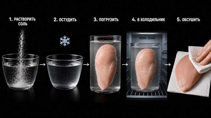 Как правильно замочить мясо в рассоле Как замочить мясо в рассоле: растворить соль, остудить рассол, погрузить мясо, убрать в холодильник, ополоснуть и обсушить