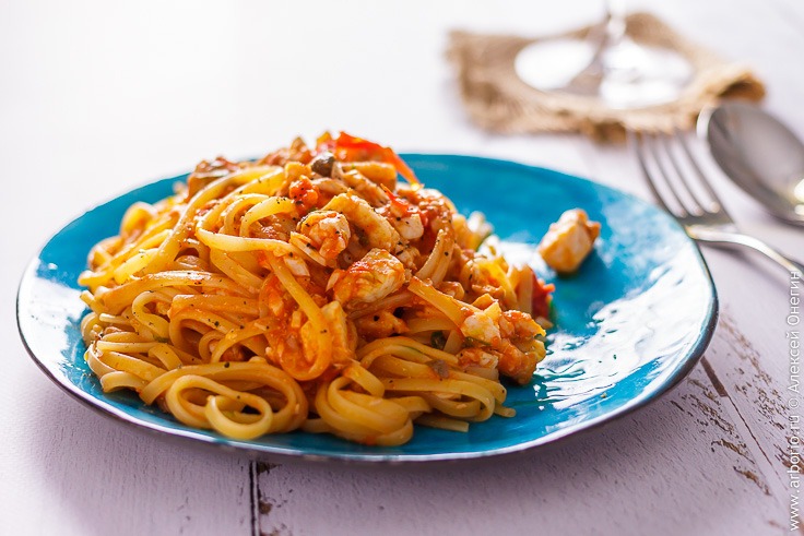 Рецепт спагетти с рыбой