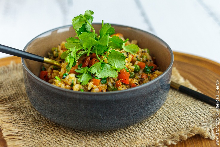 Жареный рис с овощами рецепт
