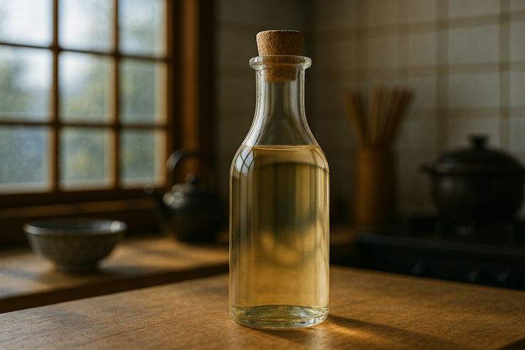 Рисовый уксус для суши в прозрачной бутылке