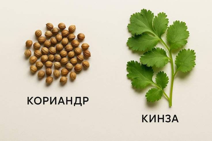 Coriandrum sativum: семена на зонтиках растение кориандра с семенами - как выглядит специя в природе